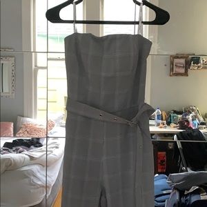 STRAPLESS PLAID JUMPSUIT WITH BELT